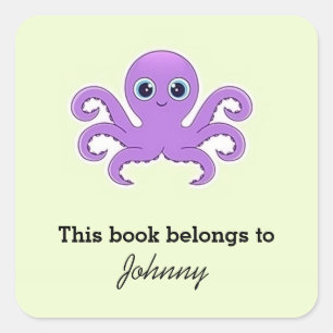 Sticker Carré Vert octopus mou violet