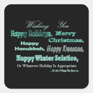 Sticker Carré Vert sur noir Multi Holidays