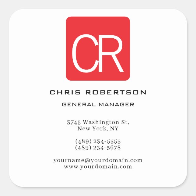 Sticker Carré Vertical Red Stripe White Professional Plain (Devant)