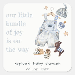 Sticker Carré Vêtements Bébé mignons Essentials Baby shower Garç