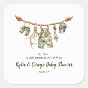 Sticker Carré Vêtements de chasse Camouflage Garçon Baby Shower