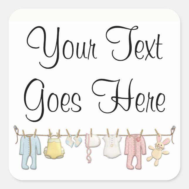 Sticker Carré Vêtements pour bébés Vêtements ligne pour bébé Vêt (Devant)