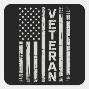 Sticker Carré Vétéran Drapeau Américain Armée Américaine Patriot