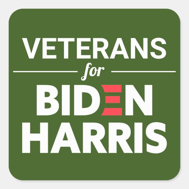 Sticker Carré Vétérans pour Biden Harris Texte personnalisé vert (Devant)