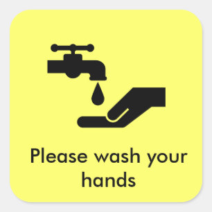 Sticker Carré Veuillez se laver les mains