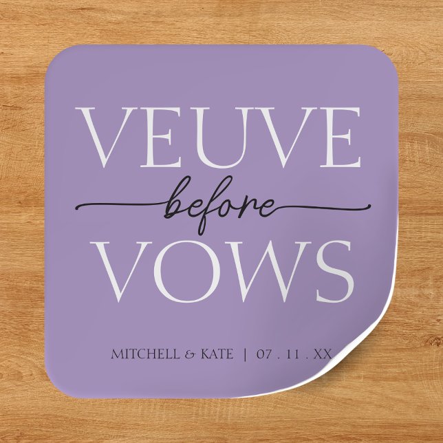 Sticker Carré Veuve Before Vows Lavande Mariage Réception (Créateur téléchargé)