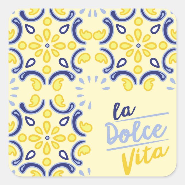 Sticker Carré Vibe de vie italienne (Devant)