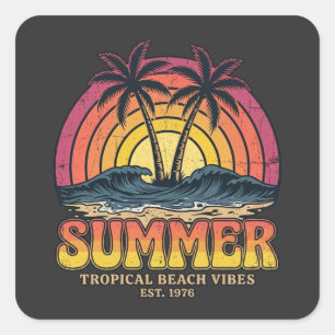 Sticker Carré Vibes de plage tropicale - vacances de vacances d'