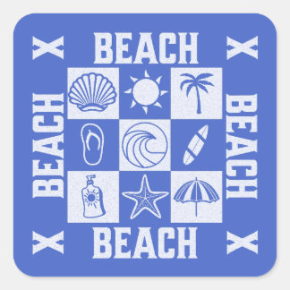 Sticker Carré Vibes de plage vintage - Plage Plage Plage