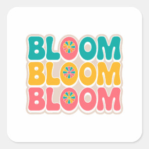 Sticker Carré Vibes de printemps en fleur - jolies et colorées