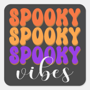 Sticker Carré Vibes Éffrayantes rétro Super Halloween
