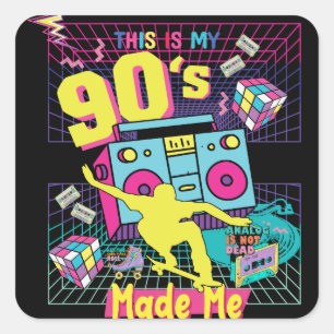 Sticker Carré Vibes Retro, Hip hop des années 90, m'a fait
