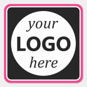 Sticker Carré Vibrant rose vif Couleur noire Votre logo ici