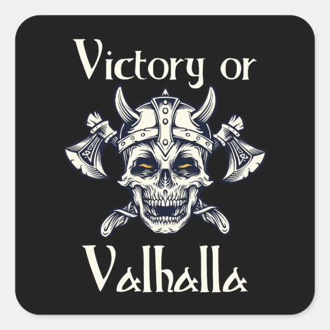 Sticker Carré Victoire ou Valhalla - Crâne (Devant)