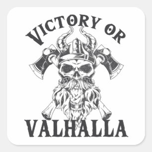 Sticker Carré Victoire ou Valhalla - Viking Ax