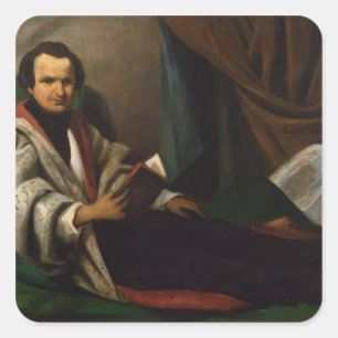 Sticker Carré Victor Hugo sur son divan, c.1830-40
