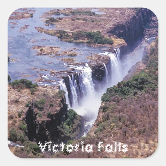 Sticker Carré Victoria Falls vue aérienne - Zimbabwe, Afrique (Devant)
