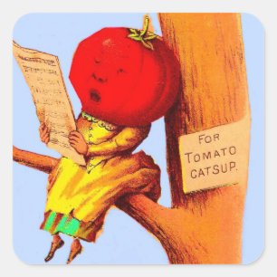 Sticker Carré Victorian carte de commerce tomate chef femme