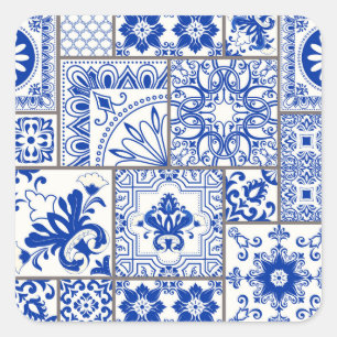 Sticker Carré Victorian Majolica : Patchwork Tile Motif.