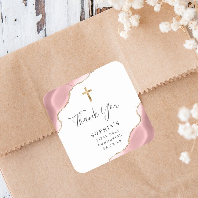 Sticker Carré Vider l'âge d'or Premier Sainte Communion Merci (Créateur téléchargé)