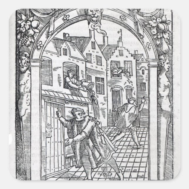 Sticker Carré Vider les pots de chambre (Devant)