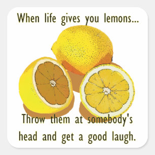 Sticker Carré Vie Citrons Humour foncé Funny Fruit Jaune