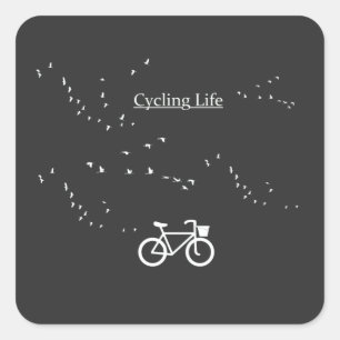 Sticker Carré Vie cycliste, libre comme un oiseau