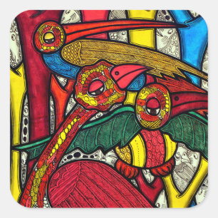 Sticker Carré Vie des oiseaux