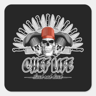 Sticker Carré Vie du chef : découpé et épicé