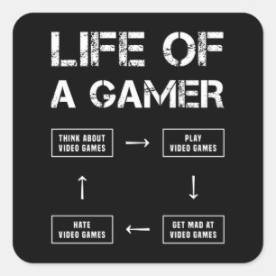 Sticker Carré Vie d'un joueur amusant jeu vidéo