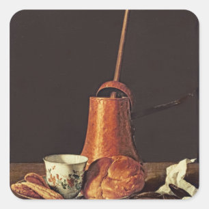 Sticker Carré Vie morte avec un ensemble de chocolat à boire, 17