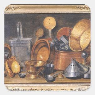 Sticker Carré Vie morte avec ustensiles de cuisine