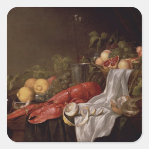Sticker Carré Vie morte de fruits et homard