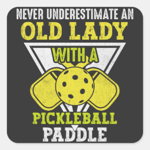Sticker Carré Vielle Femme Aimer Pickleball Sport, Funny Pickleb