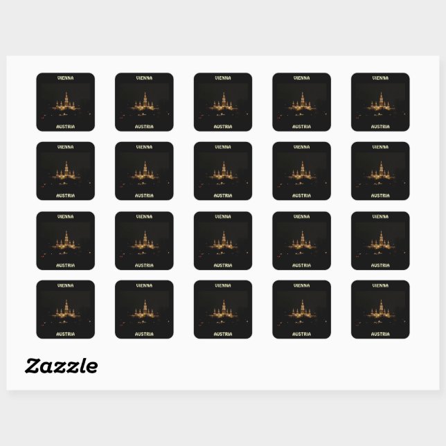 Sticker Carré Vienne, Autriche la nuit (Feuille)