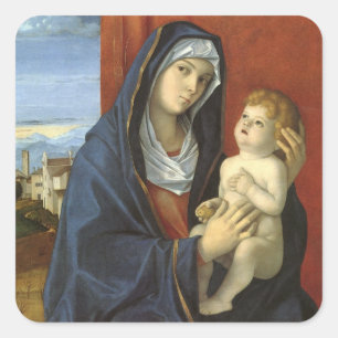 Sticker Carré Vierge à l'enfant par Giovanni Bellini