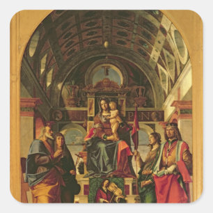 Sticker Carré Vierge et enfant avec saints, 1499