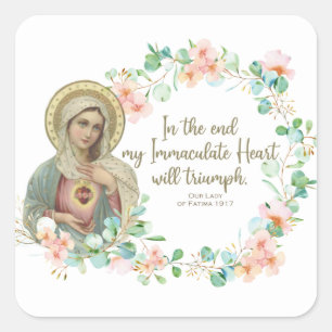 Sticker Carré Vierge Marie Fatima Immaculée Coeur Ukraine Russie