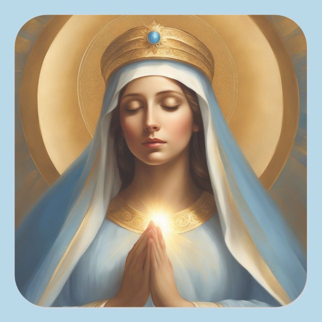 Sticker Carré Vierge Marie Pouvoir de prière Or Halo Couronne (Créateur téléchargé)