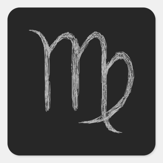 Sticker Carré Vierge. Panneau astrologie zodiaque. Noir. (Devant)