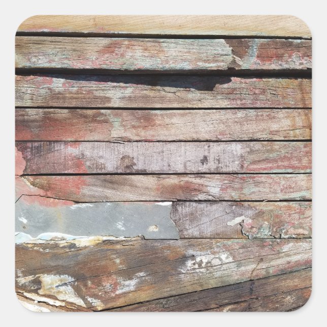 Sticker Carré Vieux bois rustique bateau en bois plank (Devant)