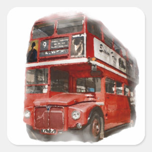 Sticker Carré Vieux bus rouge de Londres