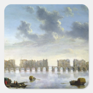 Sticker Carré Vieux pont de Londres (huile), c.1630