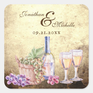 Sticker Carré Vignoble romantique personnalisé Vignoble Vignoble