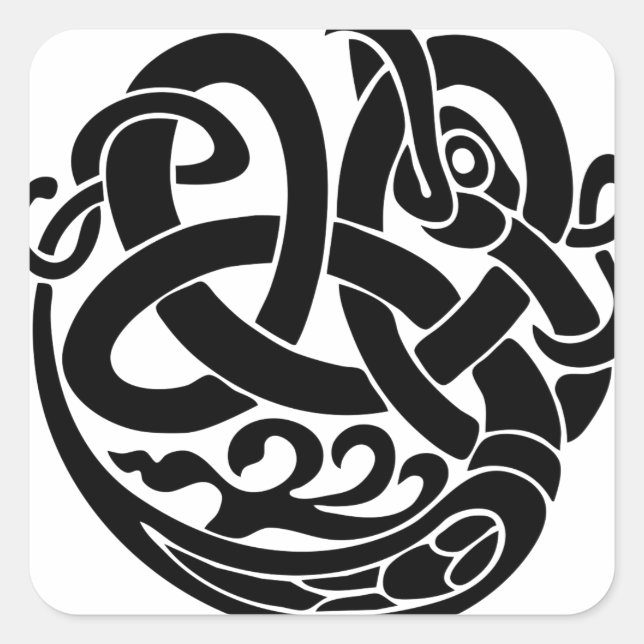 Sticker Carré viking monde serpent mangeur Jormungandr (Devant)