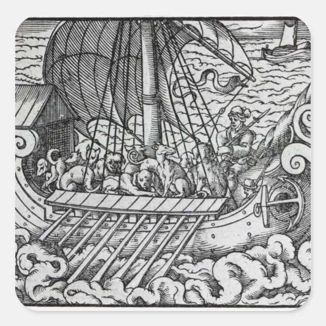 Sticker Carré Viking Ship (Devant)