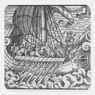 Sticker Carré Viking Ship