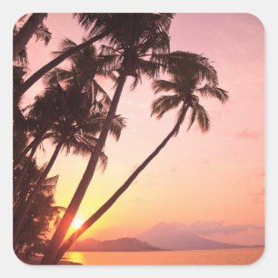 Sticker Carré Village de Lewolin, île Illi Api, Selat Boleng