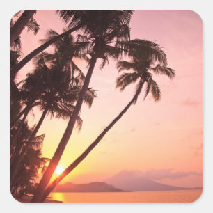 Sticker Carré Village de Lewolin, île Illi Api, Selat Boleng