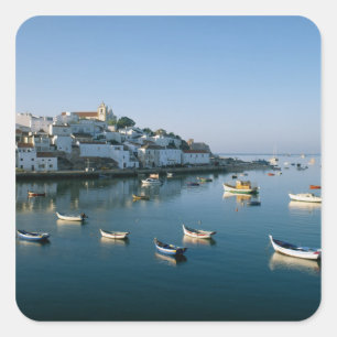 Sticker Carré Village de pêcheurs de Ferragudo, Algarve, Portuga